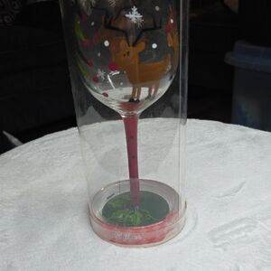 Festive Reindeer Wine Glass
